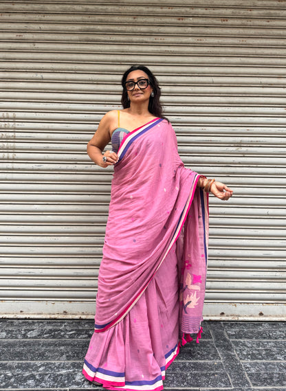 Pink Haze Jamdani Cotton Saree