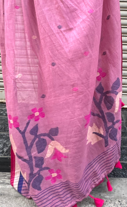 Pink Haze Jamdani Cotton Saree
