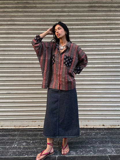 Biscuit Ajrakh Cotton Shirt