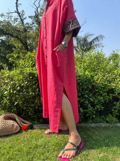Peachy Cotton Kaftan Dress