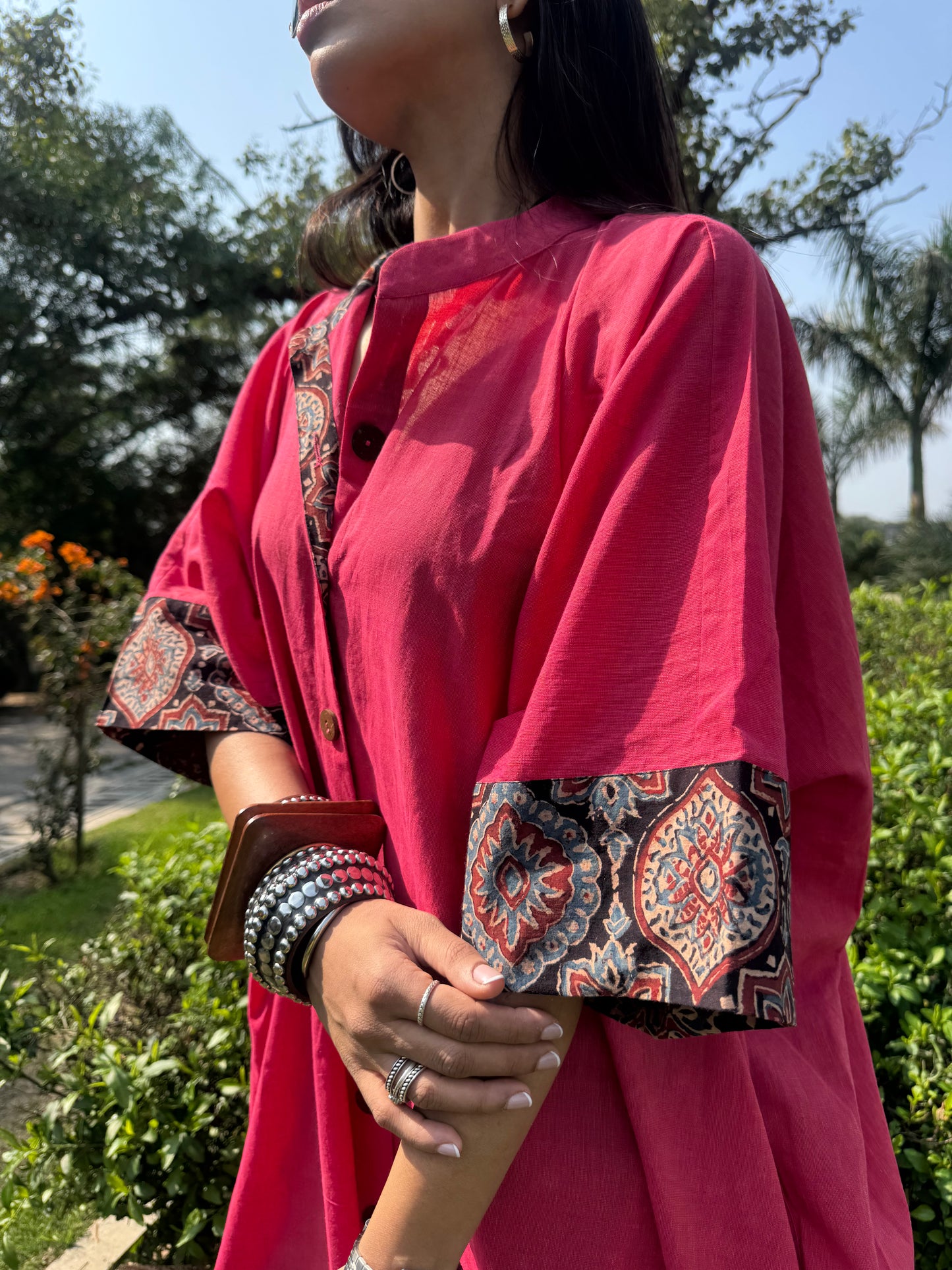 Peachy Cotton Kaftan Dress
