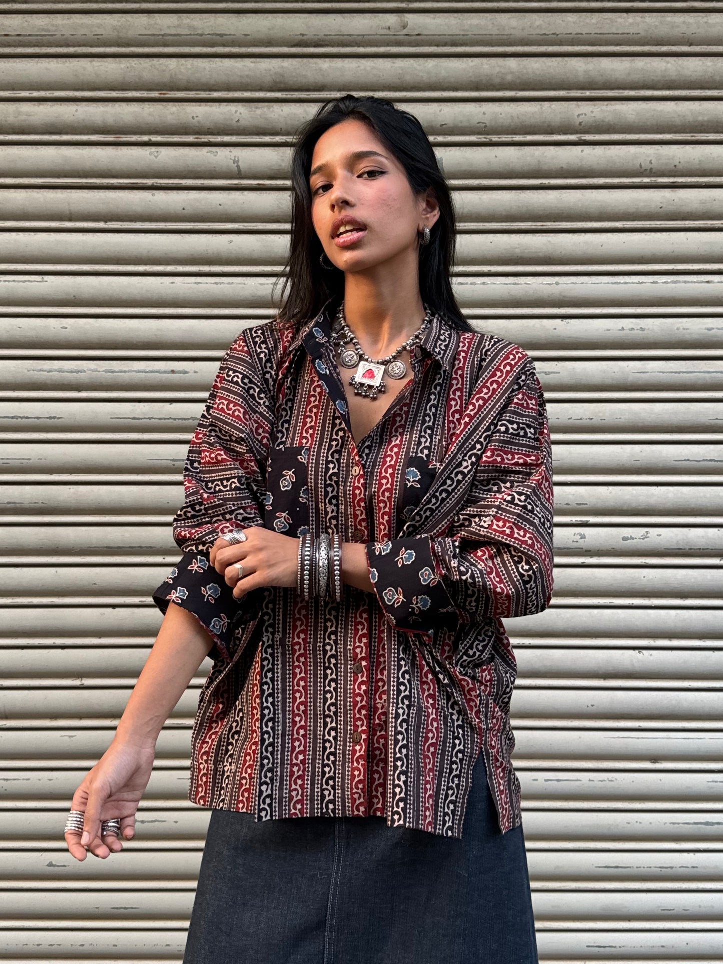 Biscuit Ajrakh Cotton Shirt