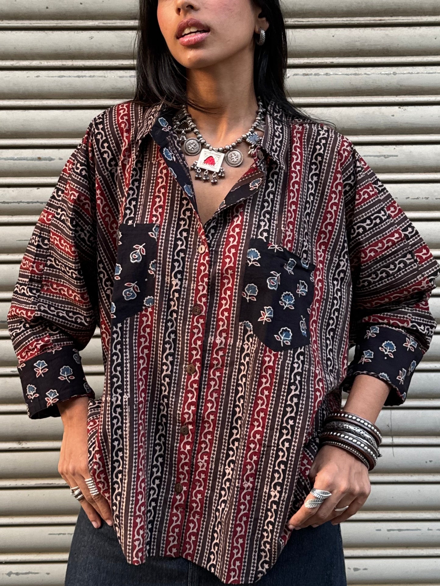 Biscuit Ajrakh Cotton Shirt