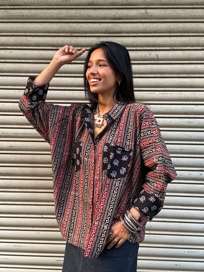 Biscuit Ajrakh Cotton Shirt