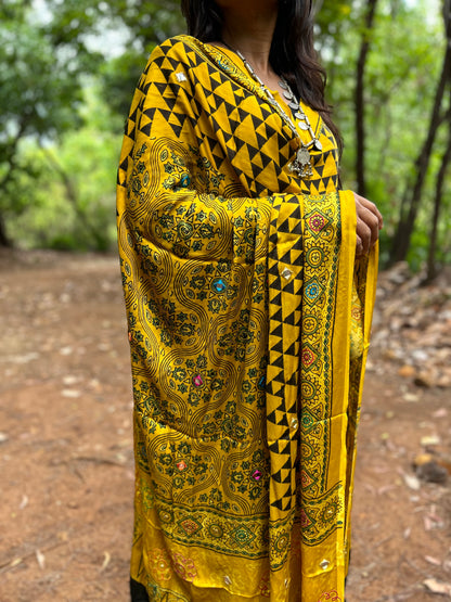 Yellow modal silk dupatta