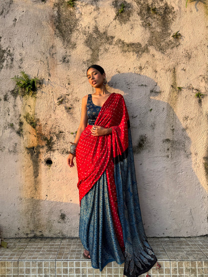 Kesar Bandhani Modal Silk Saree