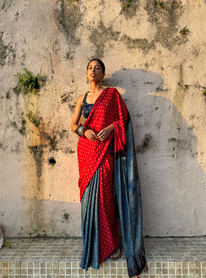Kesar Bandhani Modal Silk Saree