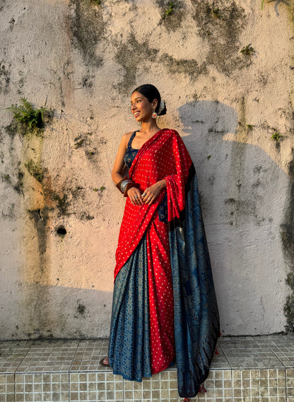 Kesar Bandhani Modal Silk Saree
