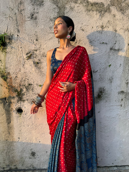 Kesar Bandhani Modal Silk Saree