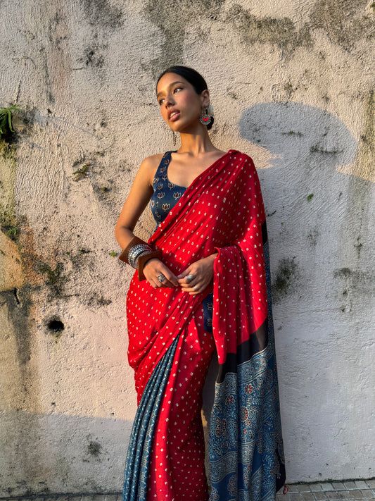 Kesar Bandhani Modal Silk Saree