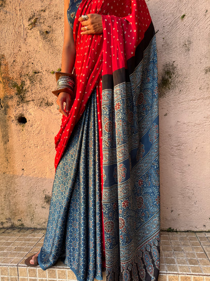 Kesar Bandhani Modal Silk Saree