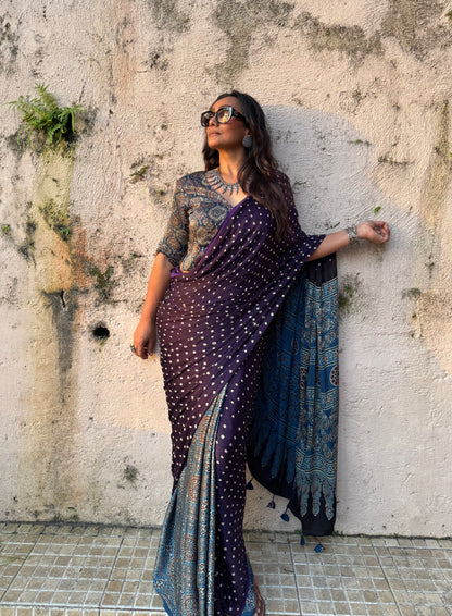 Noor Bandhani Modal Silk Saree