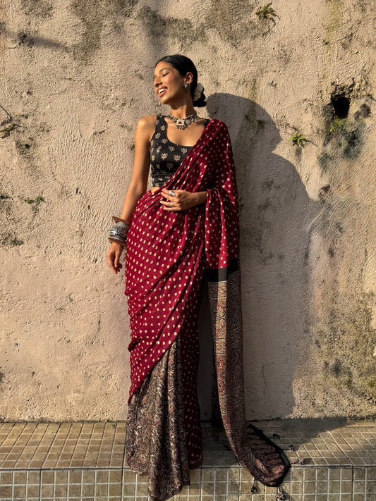 Nargis Bandhani Modal Silk Saree
