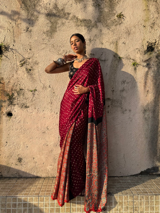 Ruhani Bandhani Modal Silk Saree