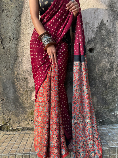 Ruhani Bandhani Modal Silk Saree