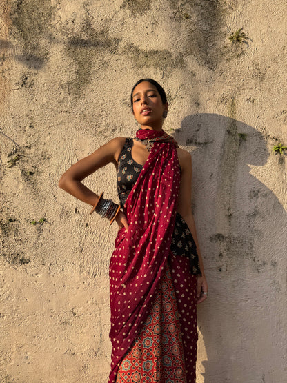 Ruhani Bandhani Modal Silk Saree