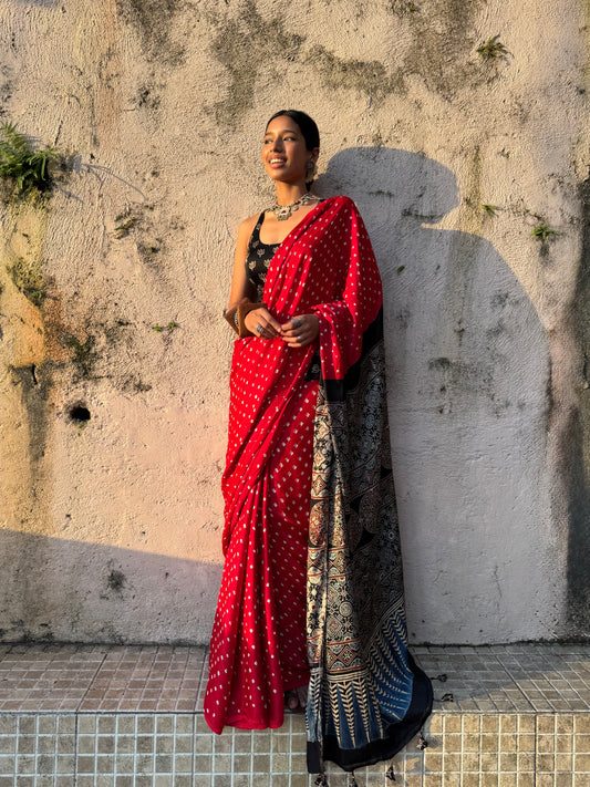 Aabha Bandhani Modal Silk Saree