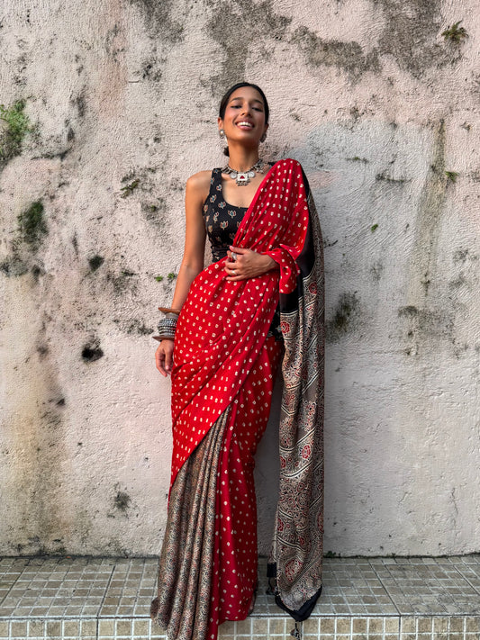 Chaandni Bandhani Modal Silk Saree