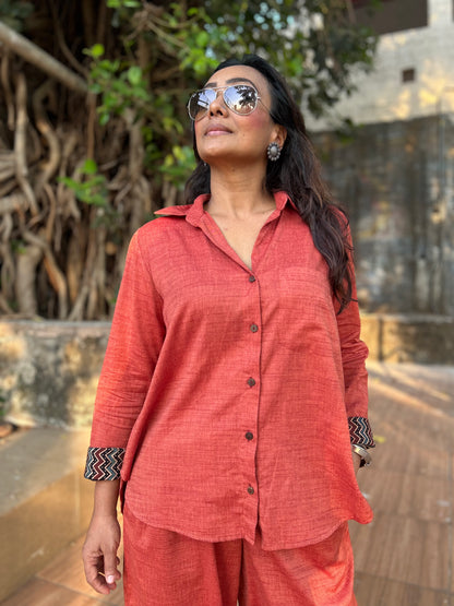 Cinnamon Shirt Pants Co-ord set