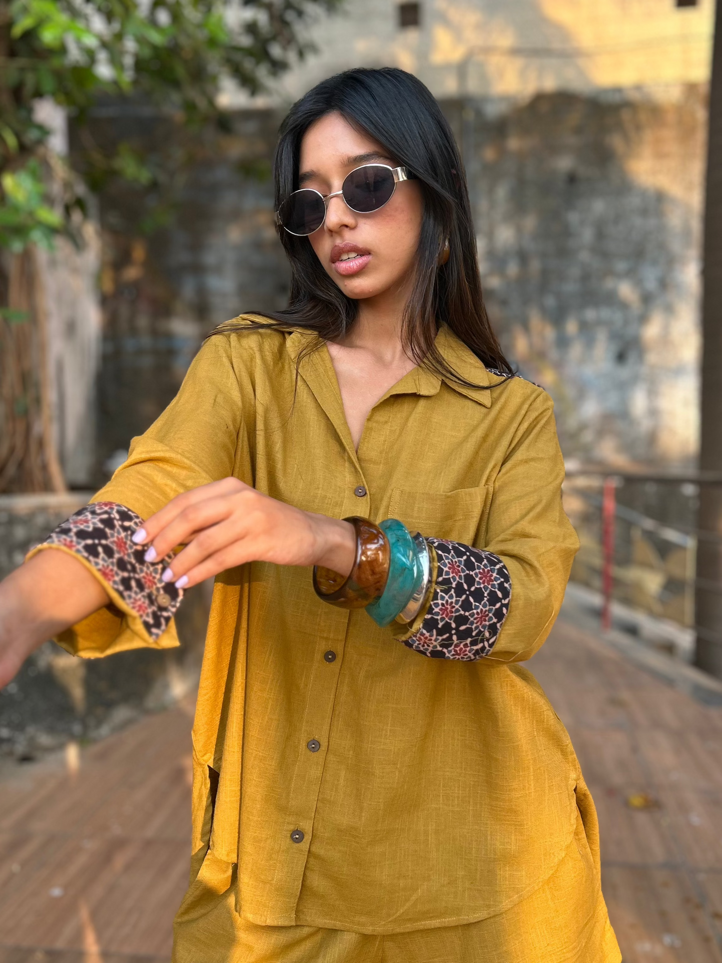 Mustard Shirt Shorts Co-ord set
