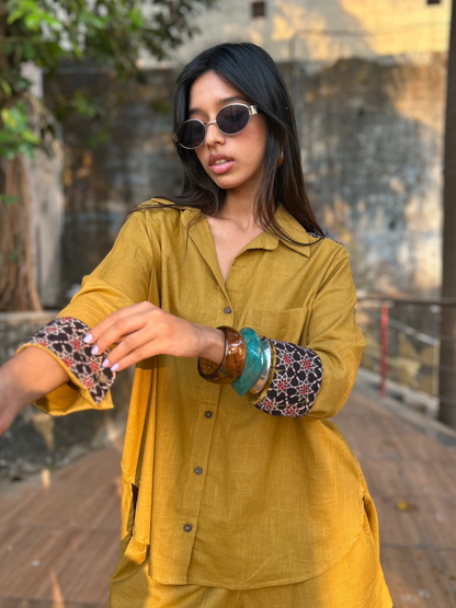 Mustard Shirt Shorts Co-ord set