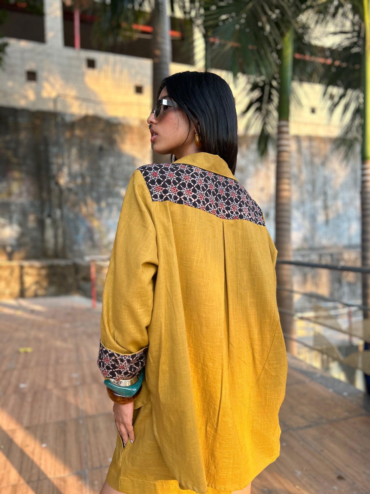 Mustard Shirt Shorts Co-ord set