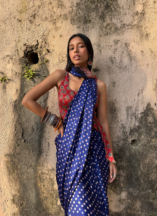 Neelkamal Bandhani Modal Silk Saree