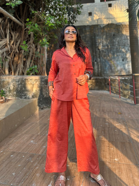 Cinnamon Shirt Pants Co-ord set