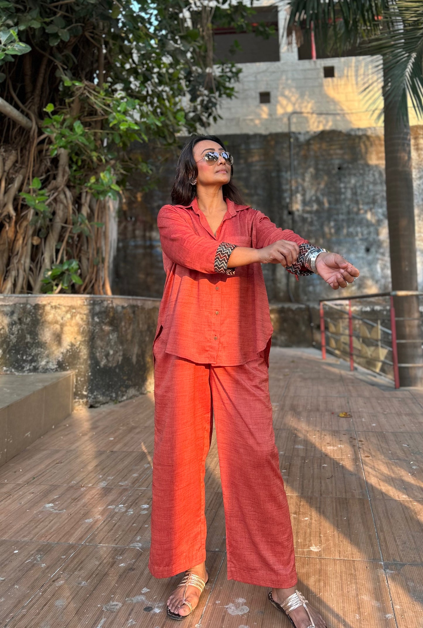 Cinnamon Shirt Pants Co-ord set
