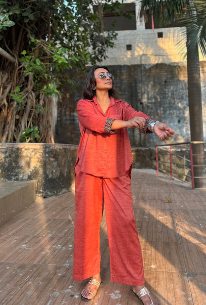 Cinnamon Shirt Pants Co-ord set