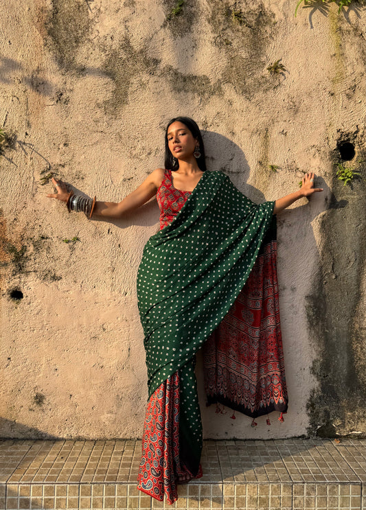 Aarohi Bandhani Modal Silk Saree