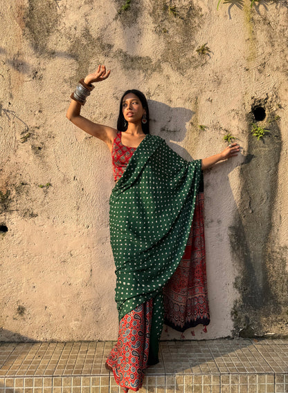 Aarohi Bandhani Modal Silk Saree