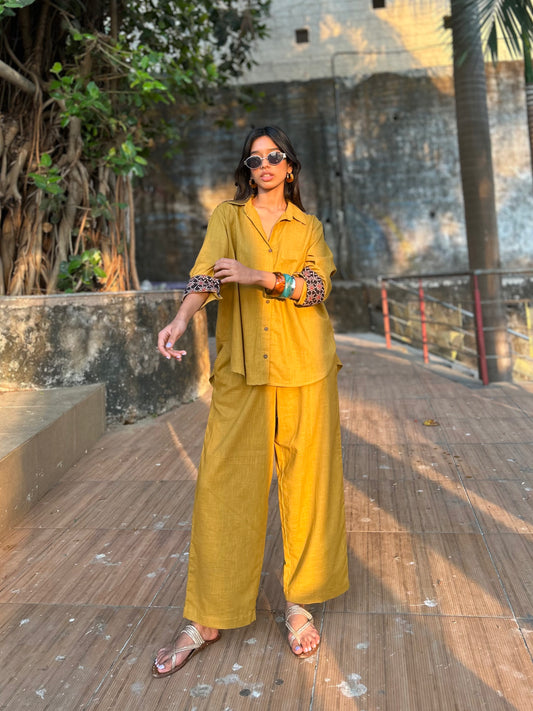 Mustard Shirt Pants Co-ord set