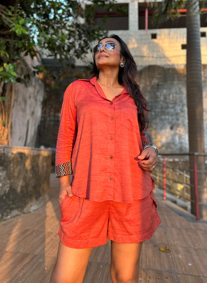 Cinnamon Shirt Shorts Co-ord set