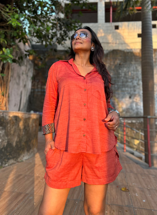 Cinnamon Shirt Shorts Co-ord set