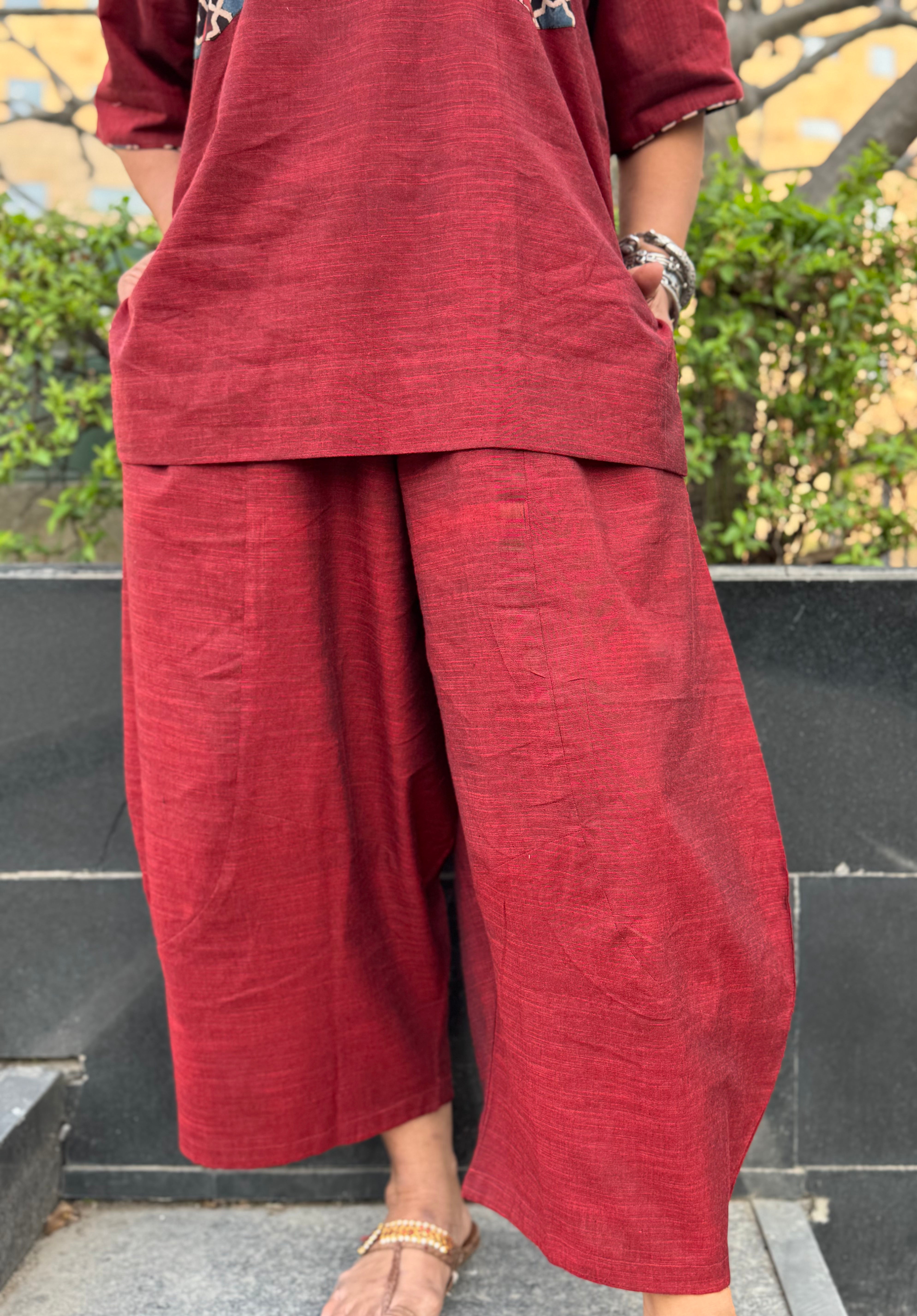 Rustic Red Cotton Co-ord with Balloon Pants