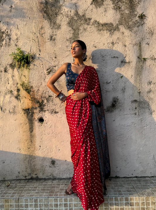 Raina Bandhani Modal Silk Saree