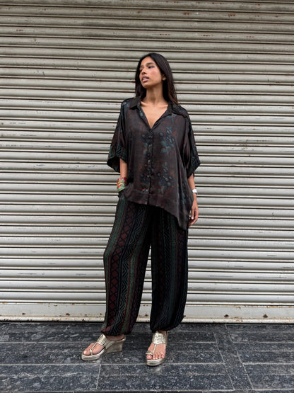Sage Modal silk Co-ord set with Ballon pants