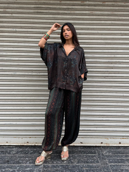 Sage Modal silk Co-ord set with Ballon pants