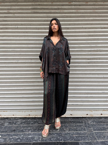 Sage Modal silk Co-ord set with Ballon pants