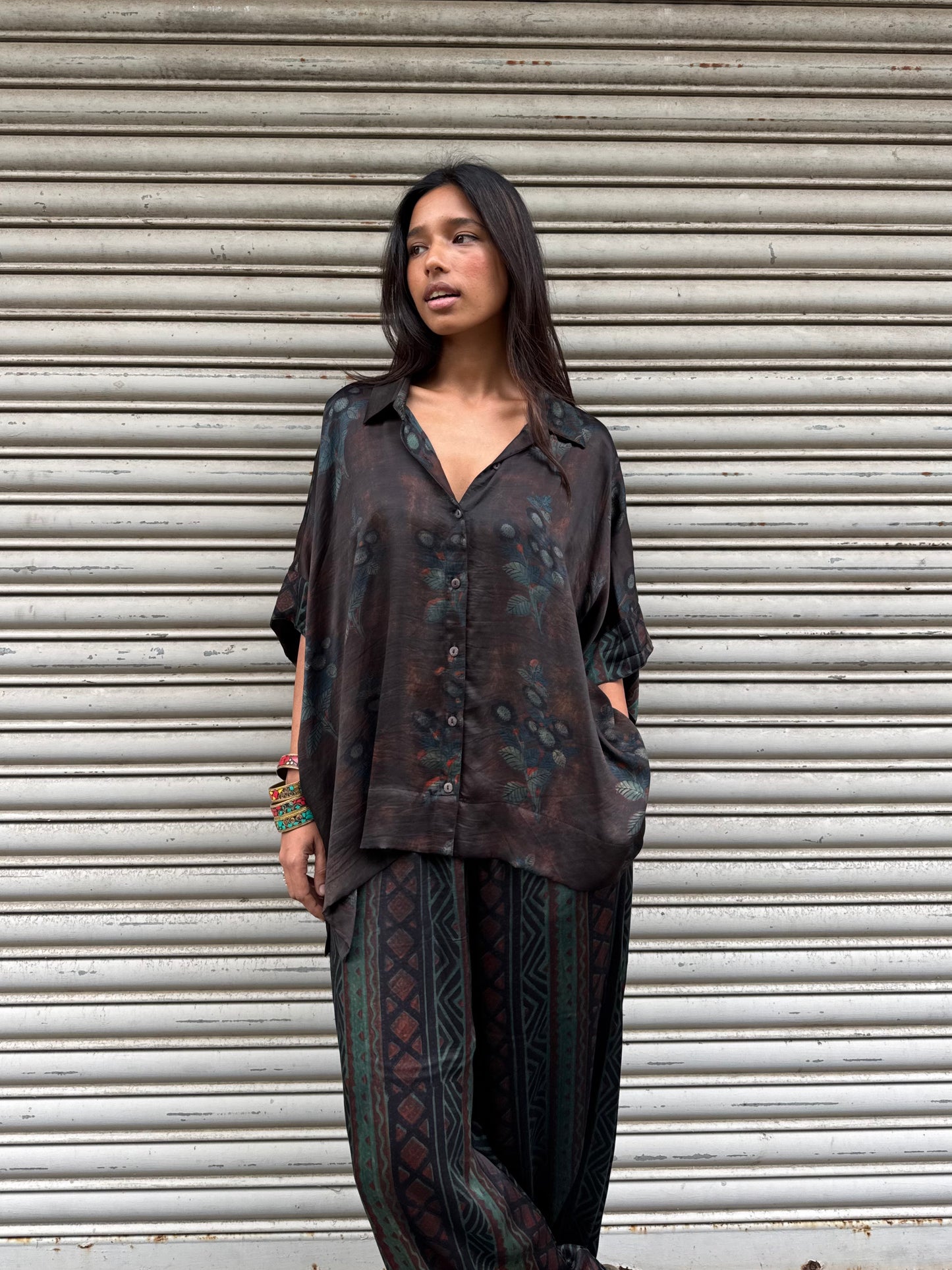 Sage Modal silk Co-ord set with Ballon pants