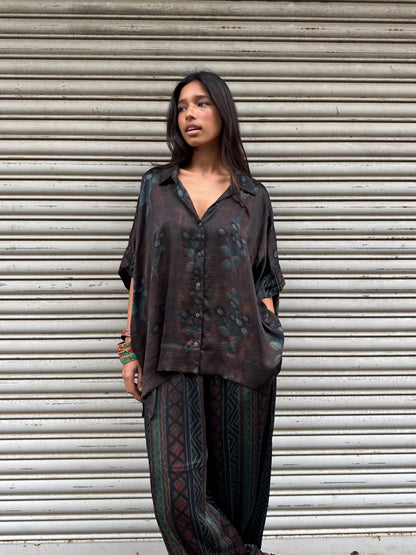 Sage Modal silk Co-ord set with Ballon pants