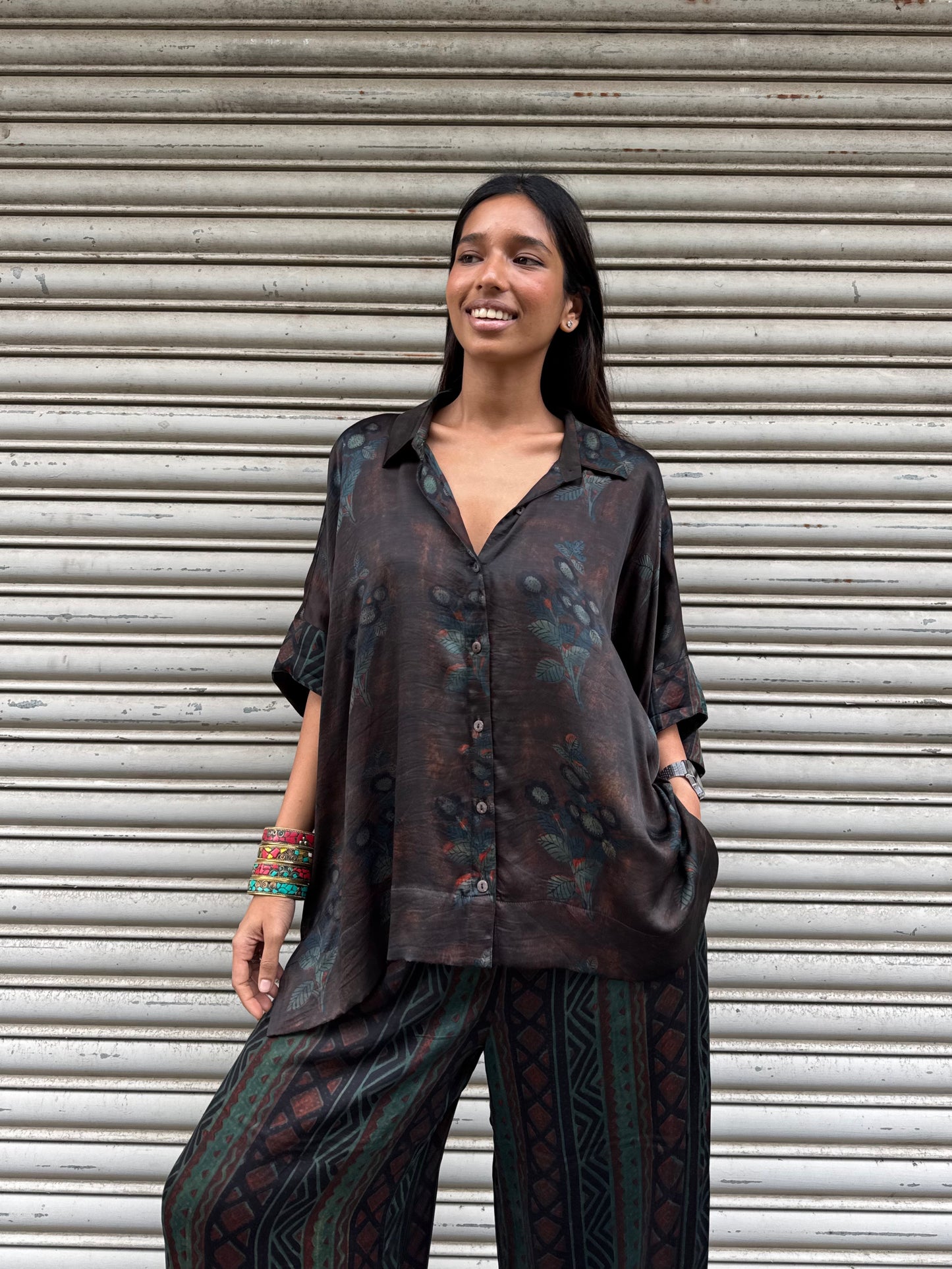 Sage Modal silk Co-ord set with Ballon pants