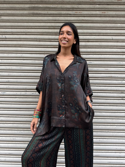 Sage Modal silk Co-ord set with Ballon pants