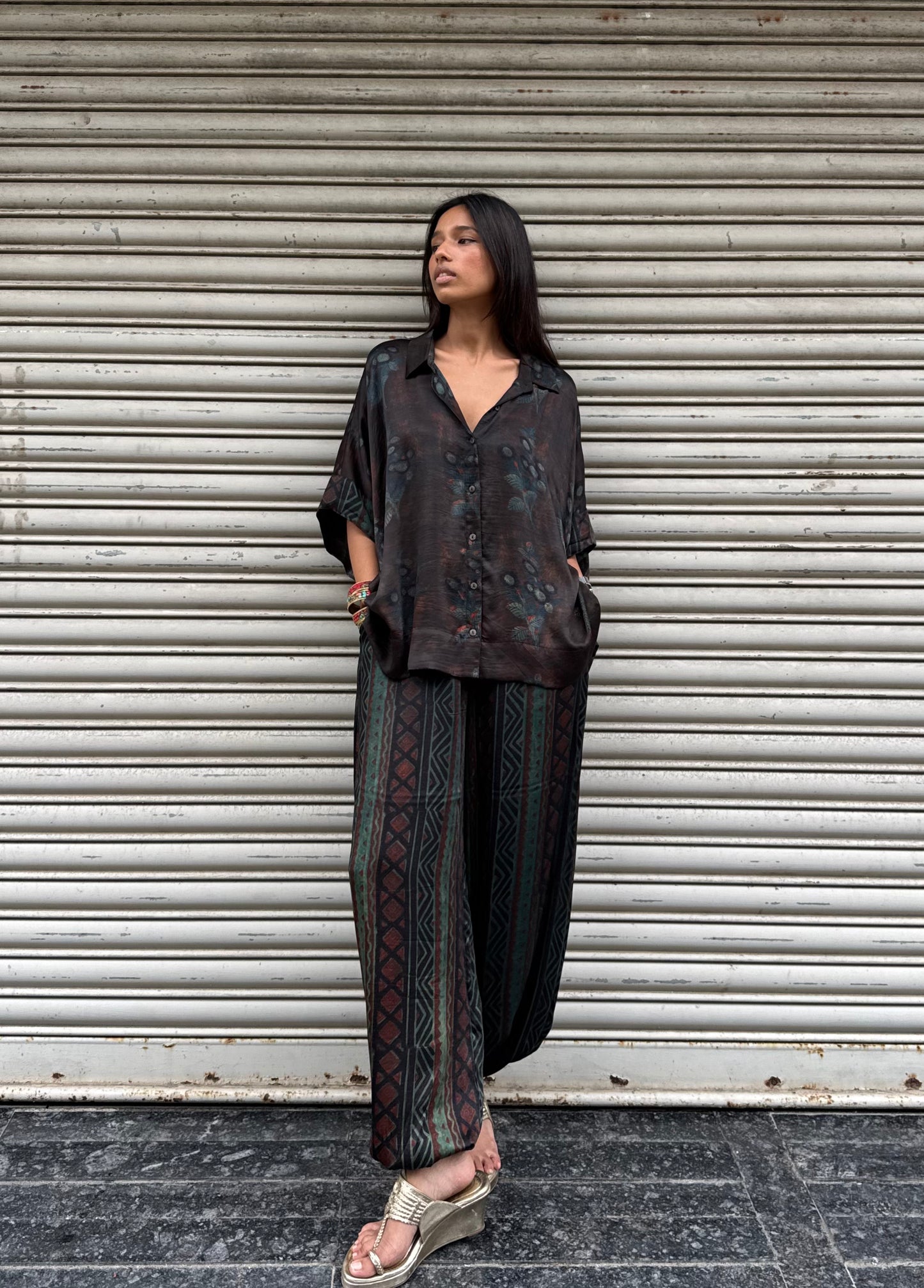 Sage Modal silk Co-ord set with Ballon pants