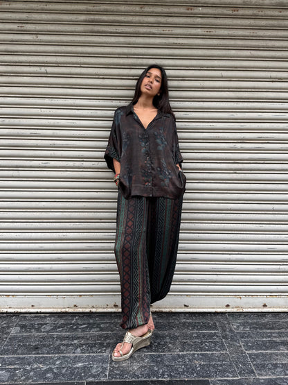 Sage Modal silk Co-ord set with Ballon pants