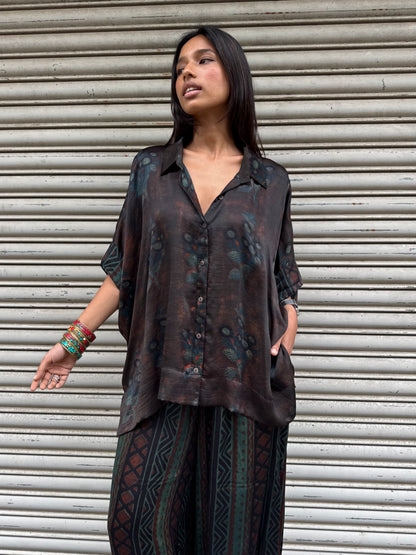 Sage Modal silk Co-ord set with Ballon pants