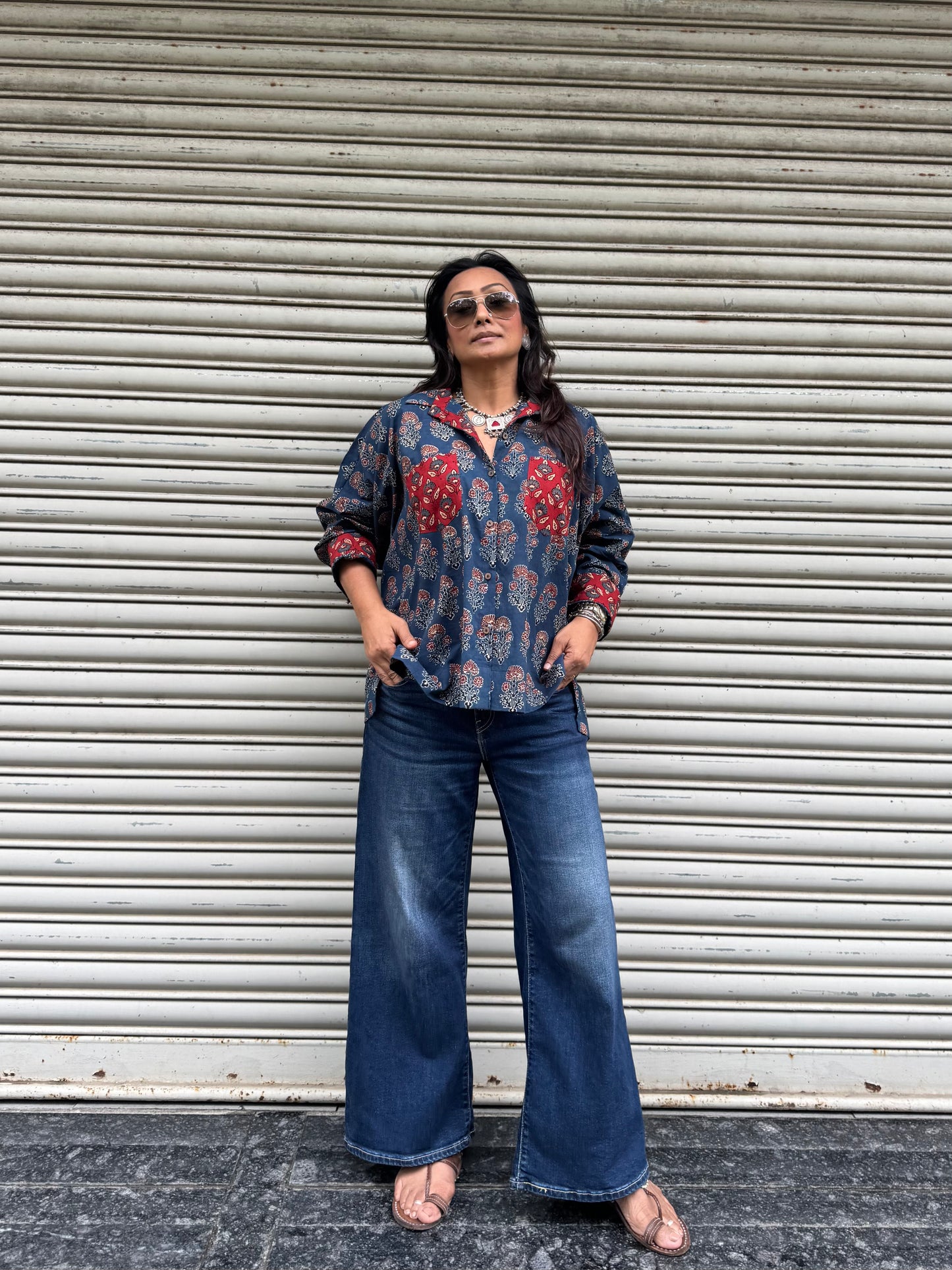 Ocean Ajrakh Cotton Shirt