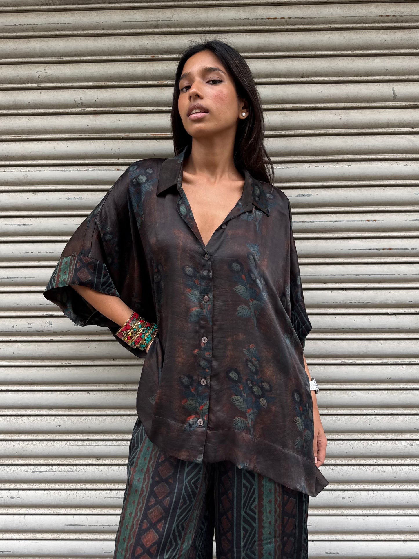 Sage Modal silk Co-ord set with Ballon pants