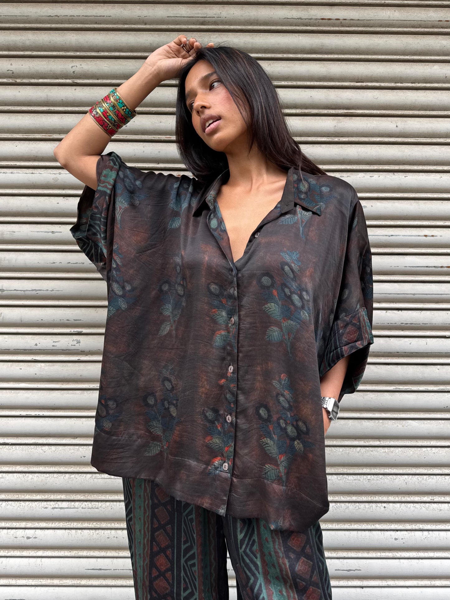 Sage Modal silk Co-ord set with Ballon pants